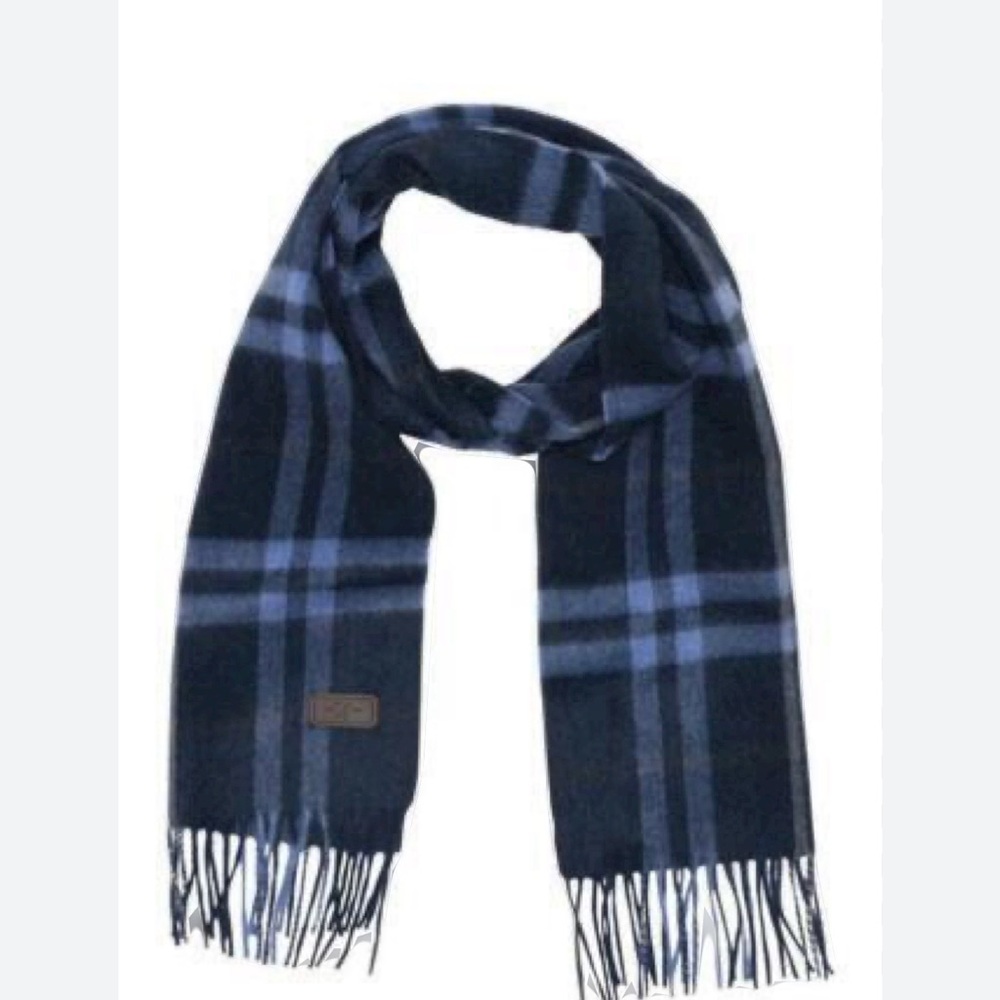 Qi Unisex Royal Cashmere Scarf in Blue.